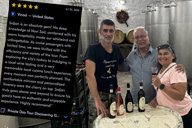 Private Day Tour Discovering Hidden Gems of Novi Sad in Luxury - Wine at Vinarija Antonijević in Ledinci